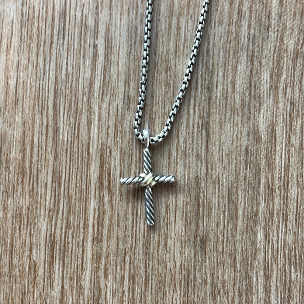 David Yurman Cross Necklace - gold & silver